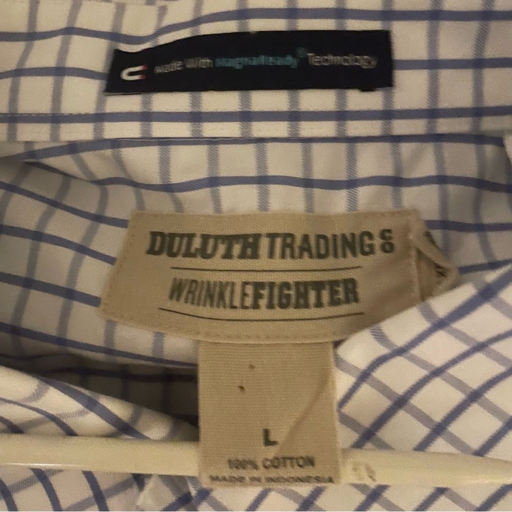 DULUTH WrinkleFighter Magnetic Closure Short Sleeve Plaid Dress Shirt Mens Large - Picture 6 of 8